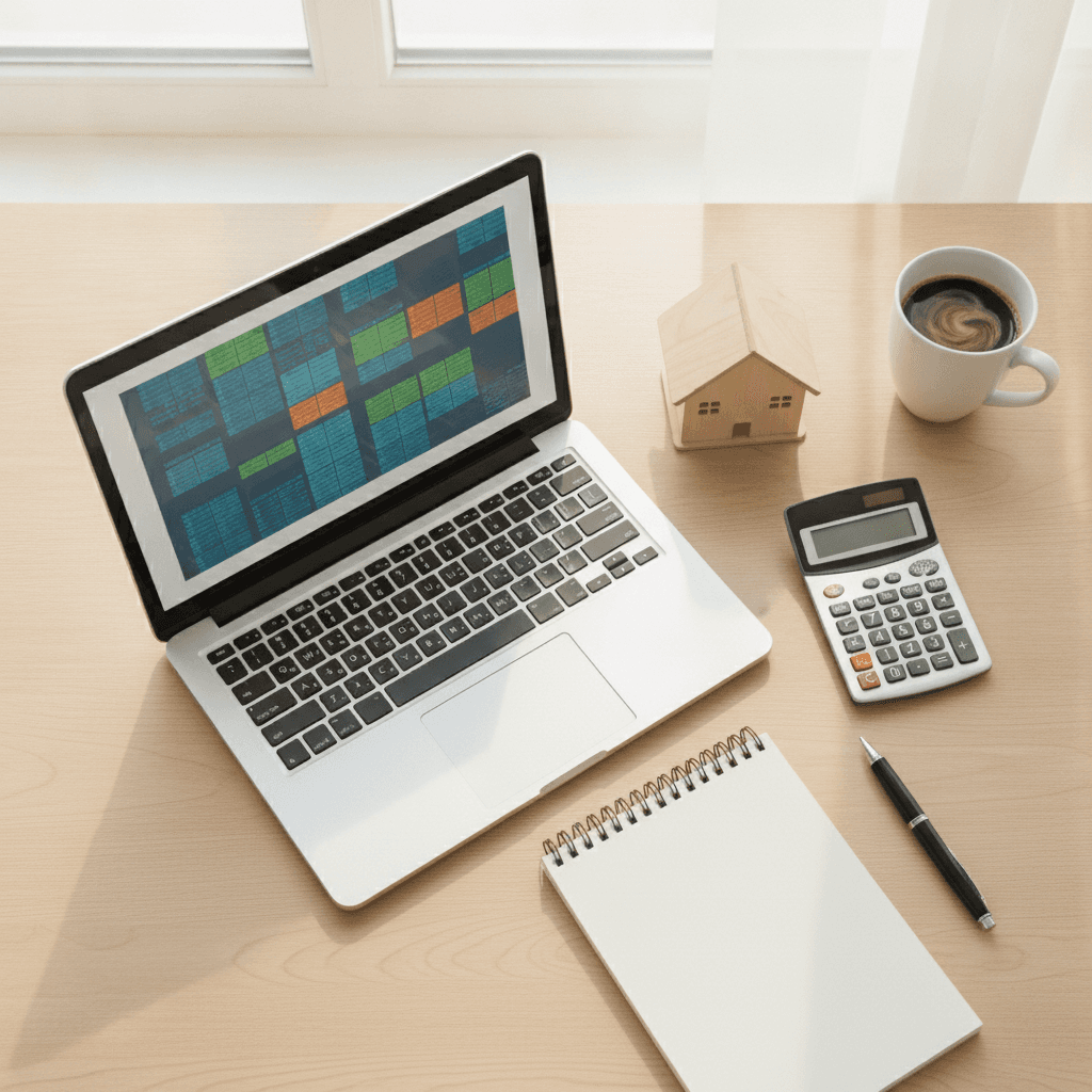 Real estate market data analysis on a wholesaler's desk