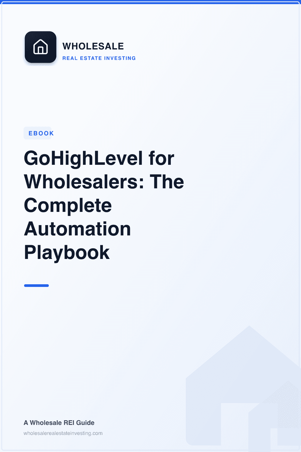 A real estate wholesaler sitting at a desk with a laptop open to a GoHighLevel dashboard showing a pipeline with deal…